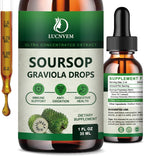 Gotas Orgánicas de Soursop Graviola - Extracto Líquido Puro con Sabor a Manzana - 60 ml (30 Días Vegano)