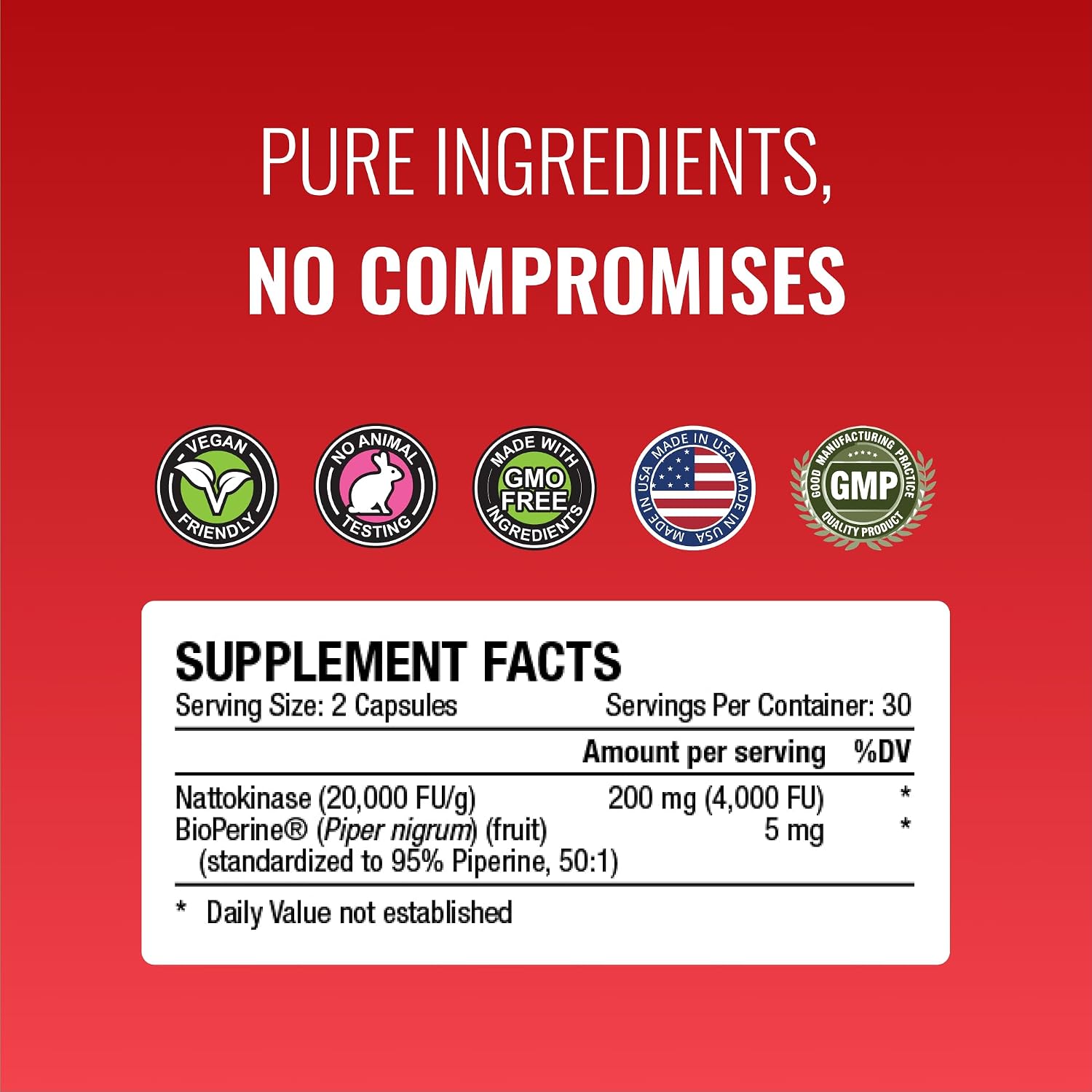 Approved Science Nattokinase 4000 FU 200 mg con BioPerine - Sin Vitamina K2 - 360 Cápsulas Veganas