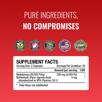 Approved Science Nattokinase 4000 FU 200 mg con BioPerine - Sin Vitamina K2 - 360 Cápsulas Veganas – Image 6