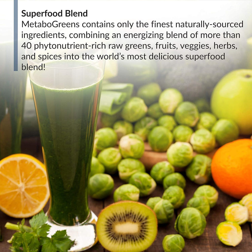BioTrust Metabo Greens Superfood Powder - Mezcla de Super Greens con Frutas y Verduras, Sabor Berry Energizante (30 Porciones)