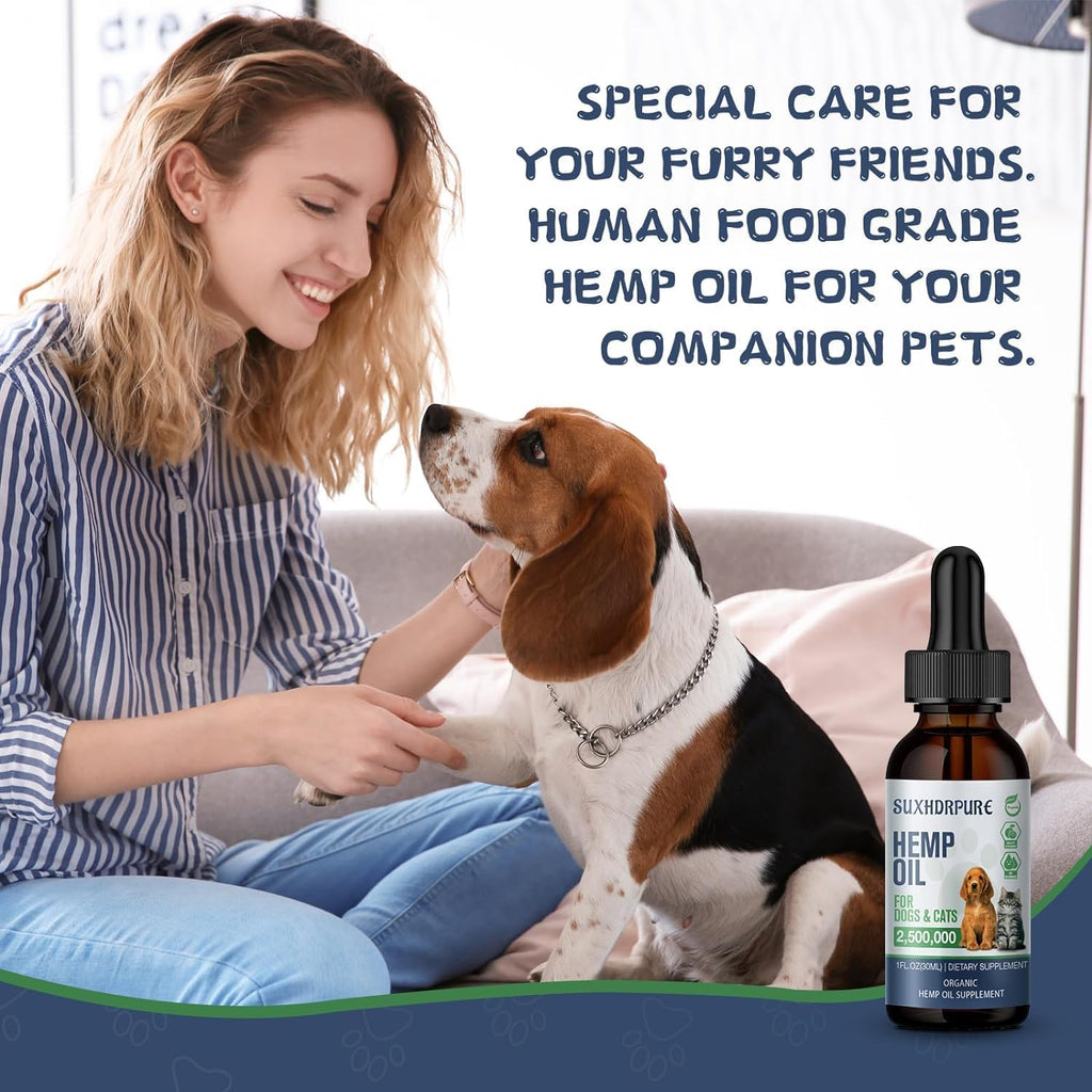 Organic Hemp Oil para Perros y Gatos - Aceite de Cáñamo con Omega 3, 6, 9 - Paquete de 2