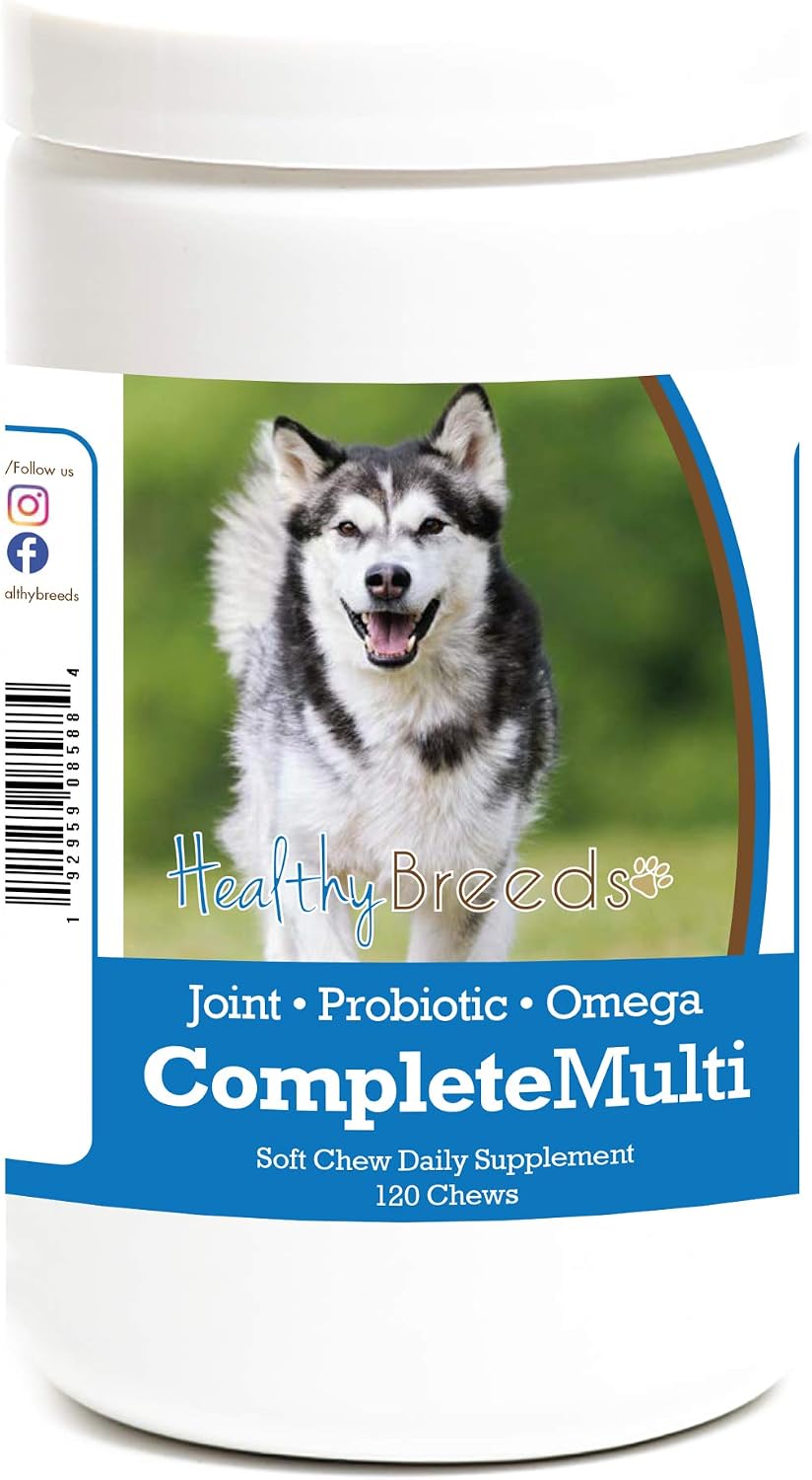 Healthy Breeds Alaskan Malamute Multivitamínico Todo en Uno - 120 Masticables Blandas