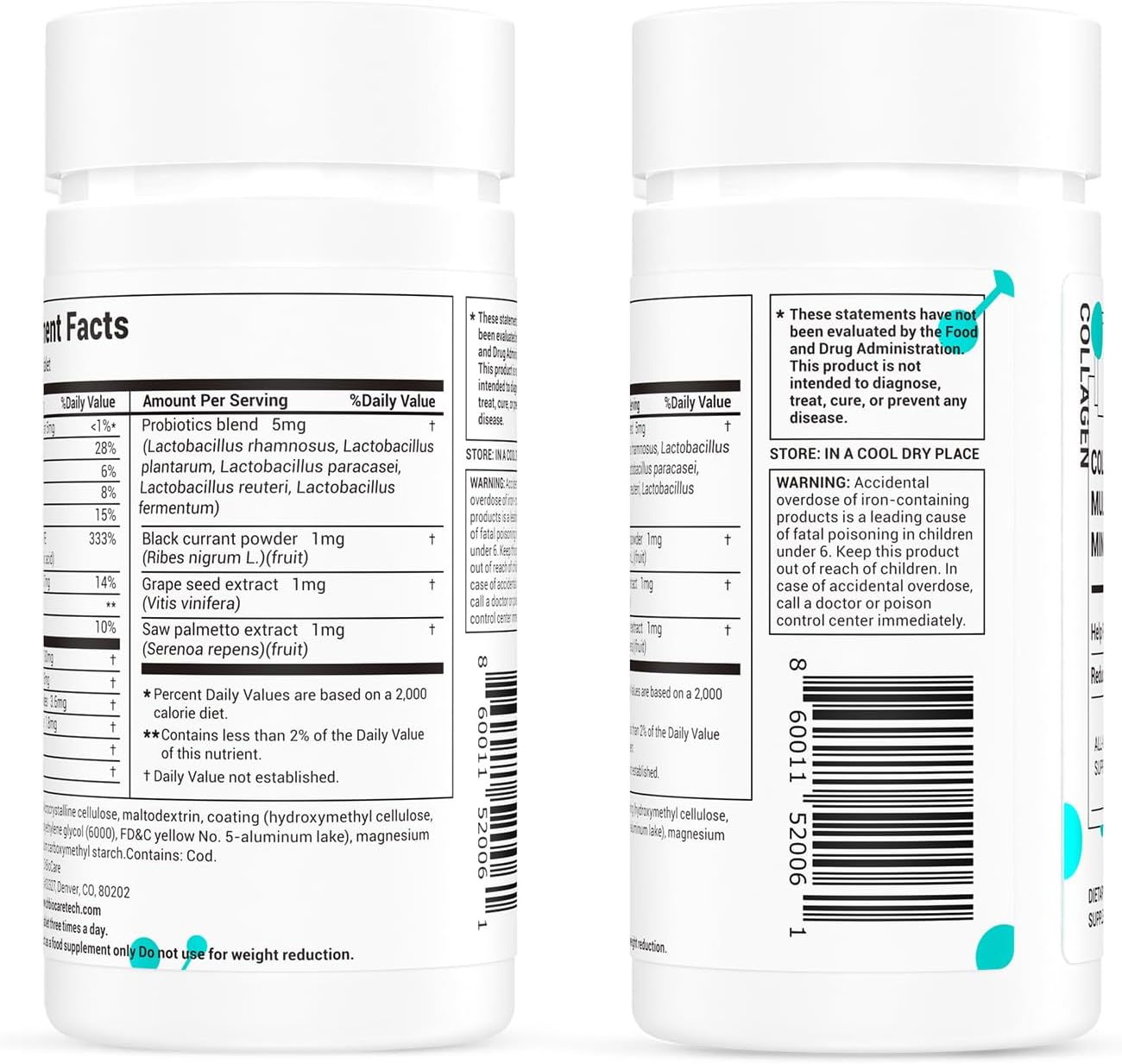 DrBioCare Péptidos de Colágeno para Mujeres - Suplemento de Vitaminas y Minerales de Belleza - 60 Comprimidos