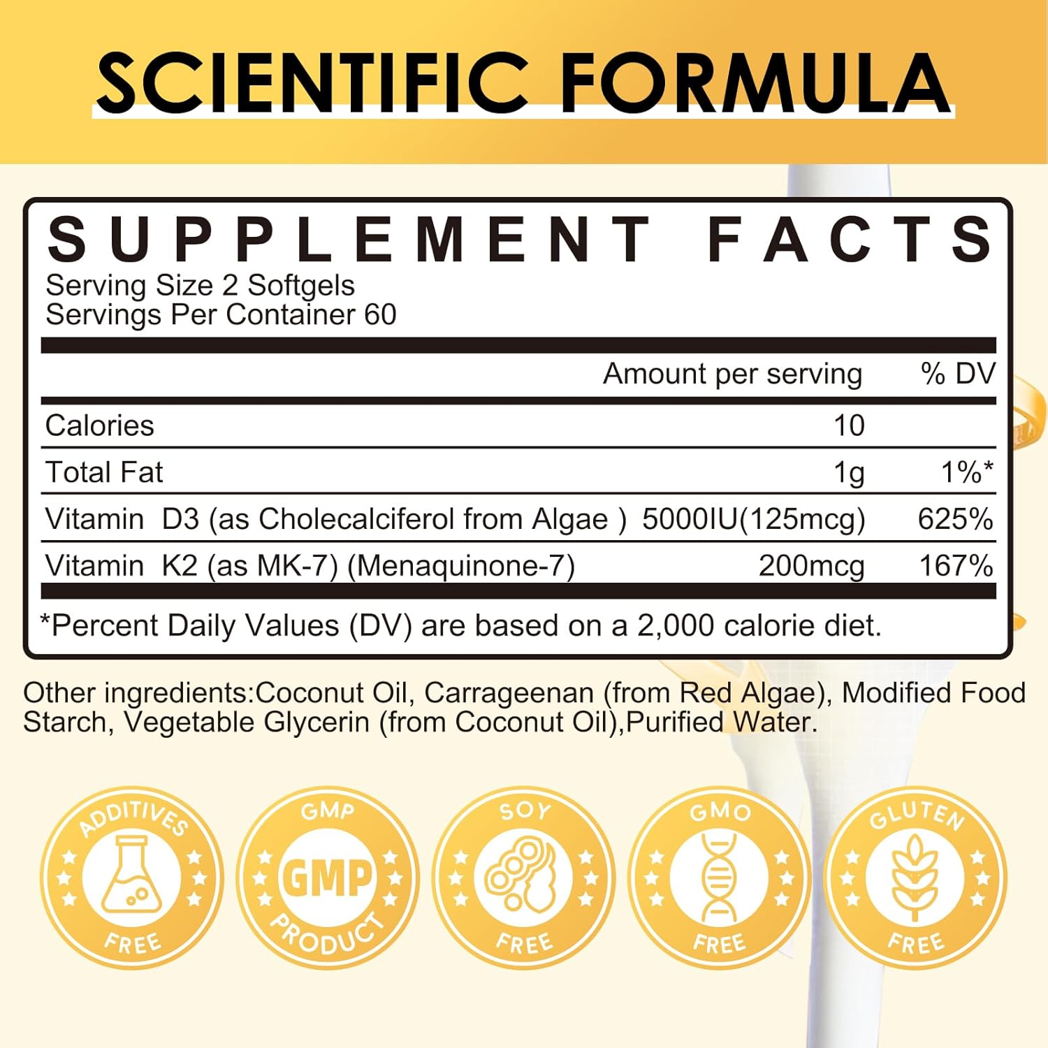 GPGP GreenPeople Vitamina D3 K2 5000 UI + 200 mcg MK-7, 120 Cápsulas Blandas (Pack de 2)
