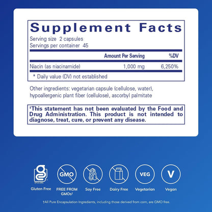 Pure Encapsulations Niacinamida | Vitamina – La niacina contribuye al funcionamiento normal del sistema nervioso. – Image 2