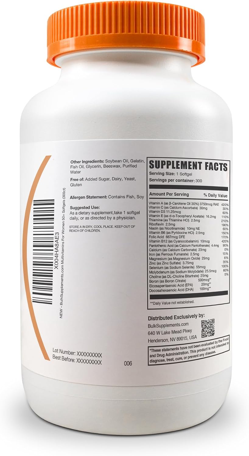 Multivitamínico para Mujeres 50+ con Aceite de Pescado - 300 Cápsulas Blandas