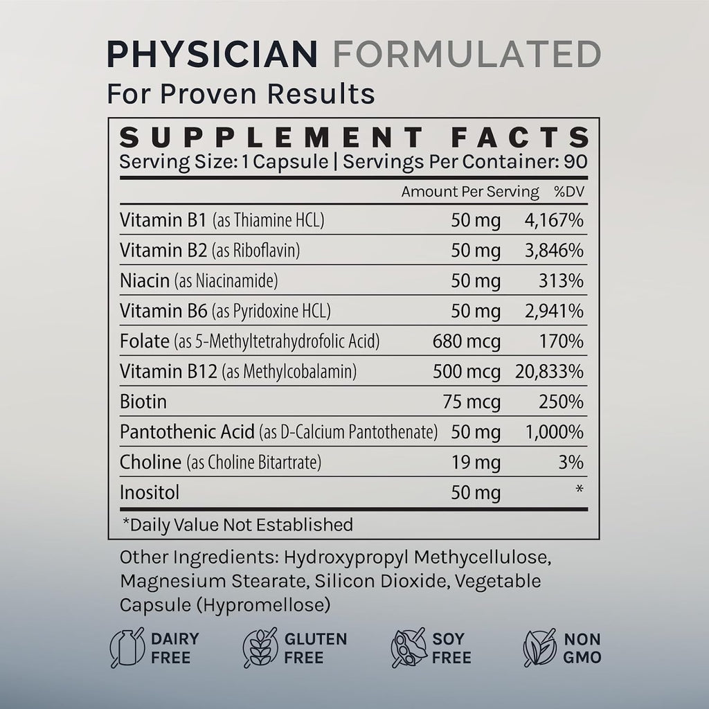 InfiniWell Complejo B Metilado - Vitaminas B Activas para Energía y Sistema Nervioso (90 Cápsulas)