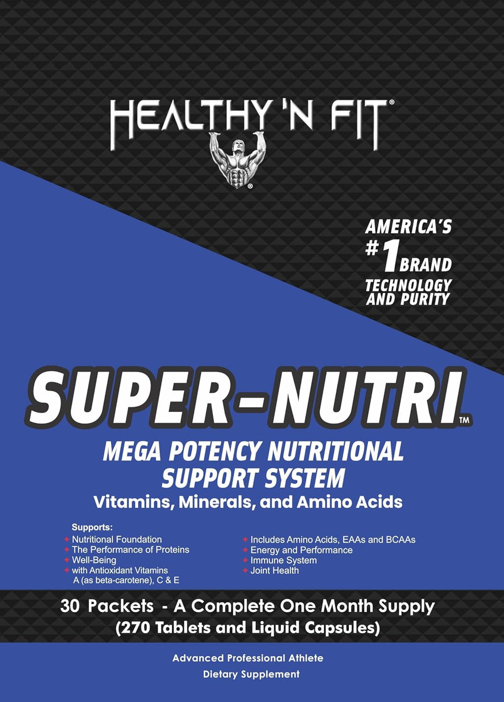 Healthy 'N Fit Super-Nutri Pack (30 sobres) - Multivitamínico de alta potencia con aminoácidos y minerales