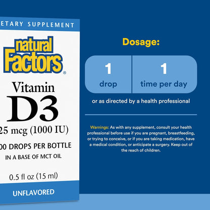 Natural Factors Vitamina D3 Líquida - – Contribuye al mantenimiento de los huesos en condiciones normales. – Image 3