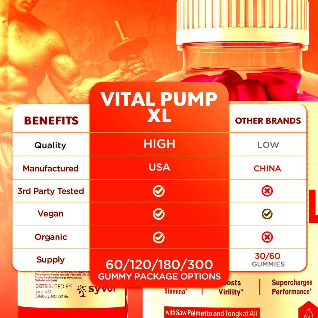 Vital Pump XL Testo Gummies - Gominolas para Hombres (60 uds)