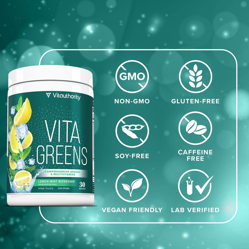 Vitauthority Vita Greens Superfood Powder - Multivitamínico Diario con Probióticos y Prebióticos