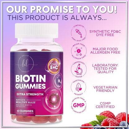 Gominolas de Biotina 5000 mcg con Vitaminas – Mantenimiento de la piel: La biotina contribuye al mantenimiento de – Image 4
