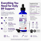 Life Solutions Vitamin B9 Gotas Líquidas de Ácido Fólico 400 mcg, 60 ml