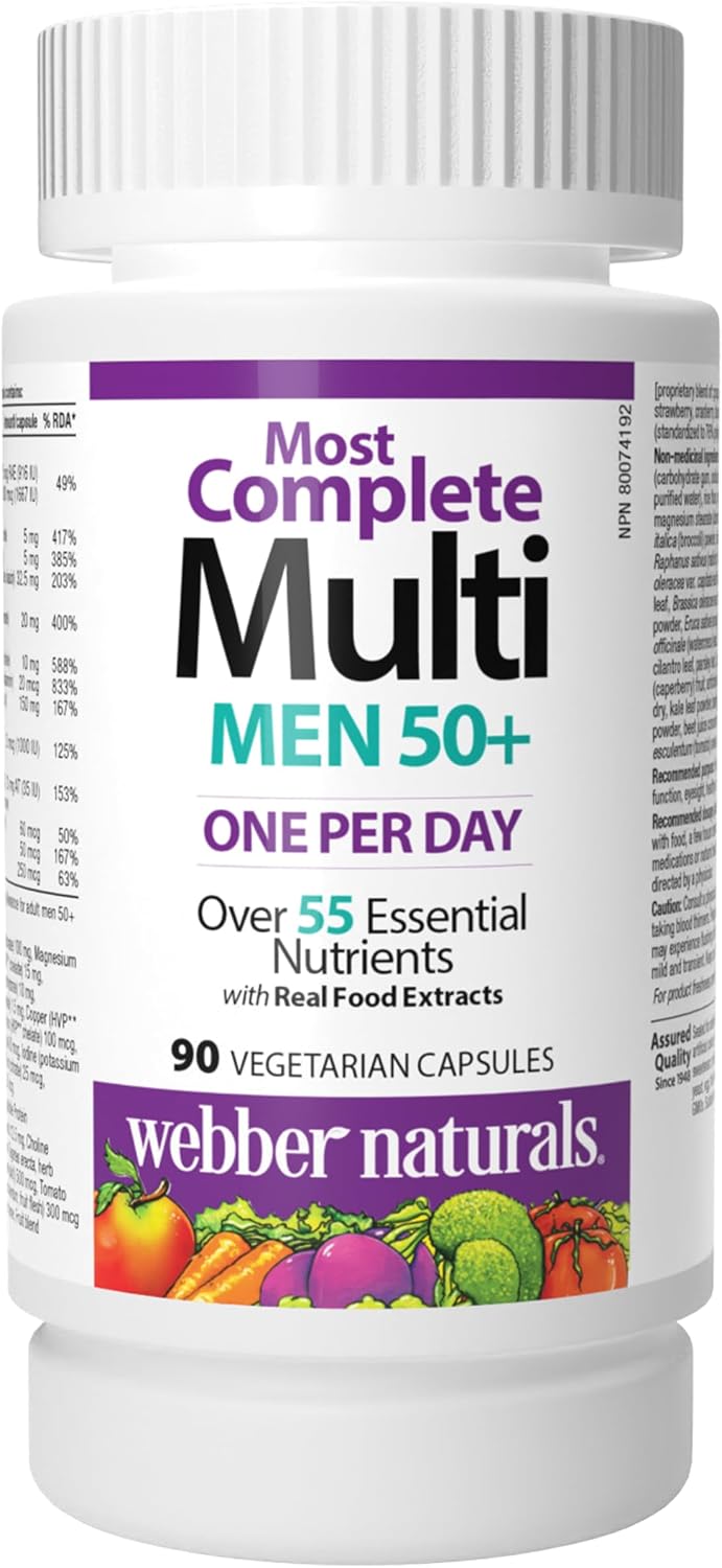 Webber Naturals Men's 50+ Most Complete Multi, 90 Cápsulas Vegetarianas