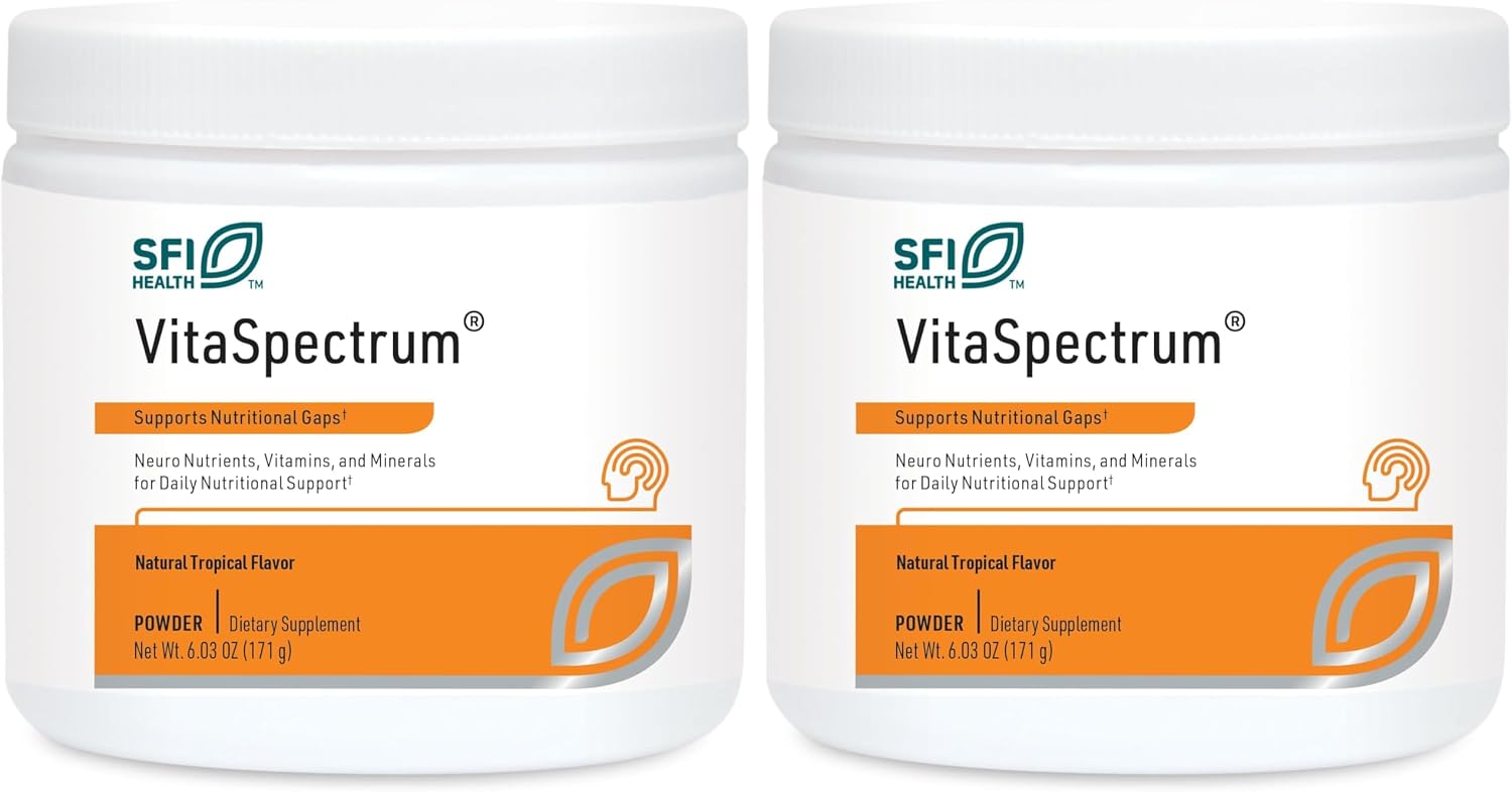 Klaire Labs SFI Health VitaSpectrum Powder - Multivitamínico Infantil en Polvo con 23 Nutrientes Esenciales, Sabor Tropical, Sin Cobre ni Hierro (171 g / 30 raciones)