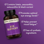 Dr. Mercola Eye Support - Apoyo Ocular - con Luteína, Zeaxantina, Astaxantina Orgánica y Grosella Negra - Sin OGM, Sin Gluten y Sin Soja - 90 Cápsulas
