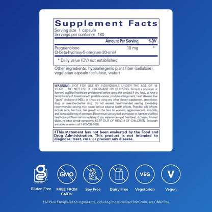 Pure Encapsulations Pregnenolona 10 mg - 180 Cápsulas – Image 2