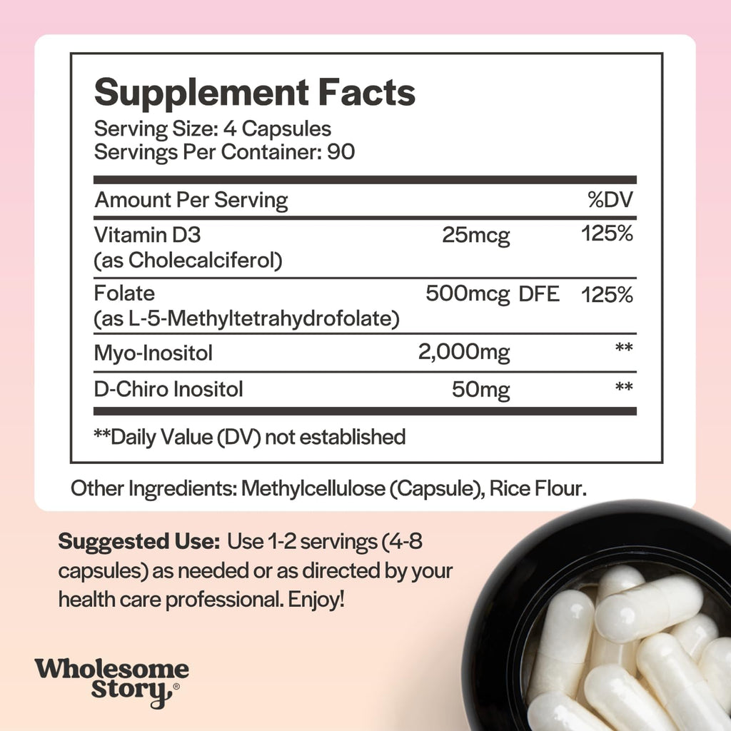 Myo-Inositol & D-Chiro Inositol 40:1 con MTHF, Folato y Vitamina D3 – 360 Cápsulas