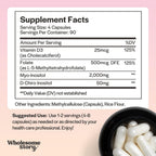 Myo-Inositol & D-Chiro Inositol 40:1 con MTHF, Folato y Vitamina D - 360 Cápsulas Veganas