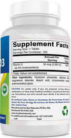 Best Naturals Vitamina D3 2000 UI - 100 Comprimidos