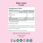 PURE SYNERGY Polvo de Zumo de Remolacha Orgánico | Suplemento Pre-Entrenamiento | para Circulación Saludable, Ejercicio y Desintoxicación (181 g)