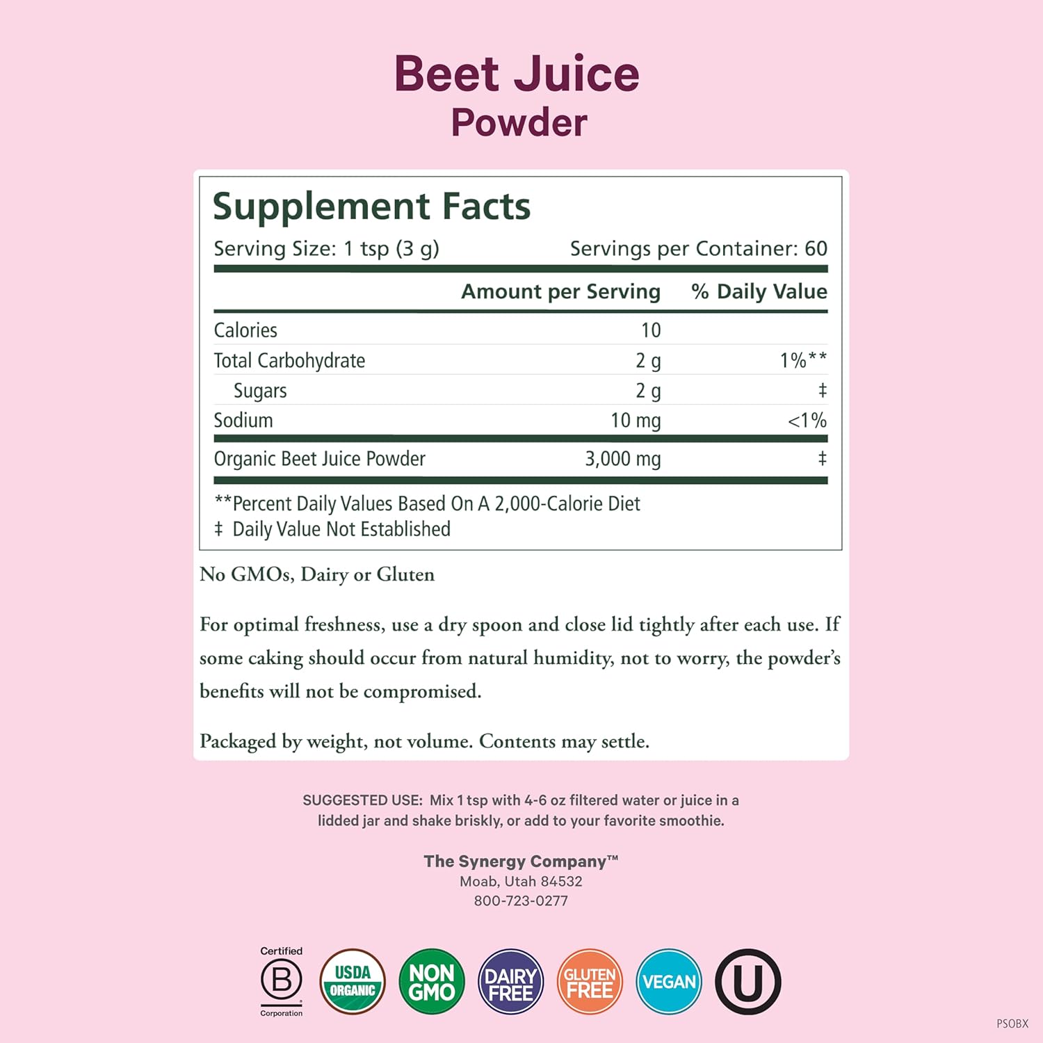 PURE SYNERGY Polvo de Zumo de Remolacha Orgánico | Suplemento Pre-Entrenamiento | para Circulación Saludable, Ejercicio y Desintoxicación (181 g)