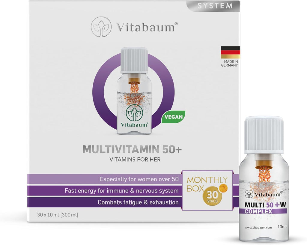 Vitabaum® Multivitamin 50+ para Ella - Sistema Twist and Mix™ - 30 Viales de 10ml - Vegano