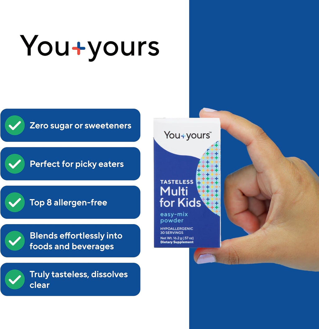 You+yours Multivitamínico en Polvo Sin Sabor para Niños y Bebés - Sin Azúcar, Edulcorantes, Sabores ni Conservantes. 30 Dosis.