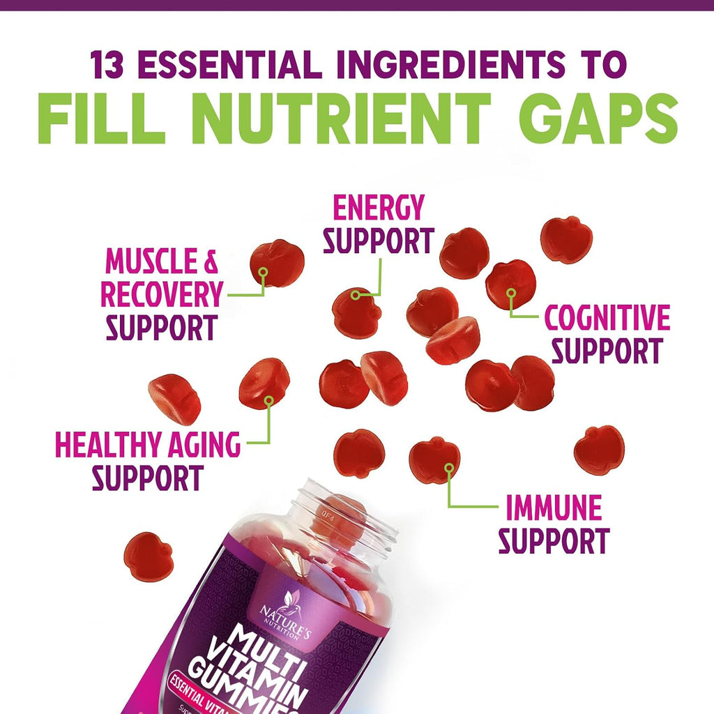 Gominolas Multivitamínicas para Adultos con Vitaminas A, C, D, B12 y Zinc - 60 Gominolas