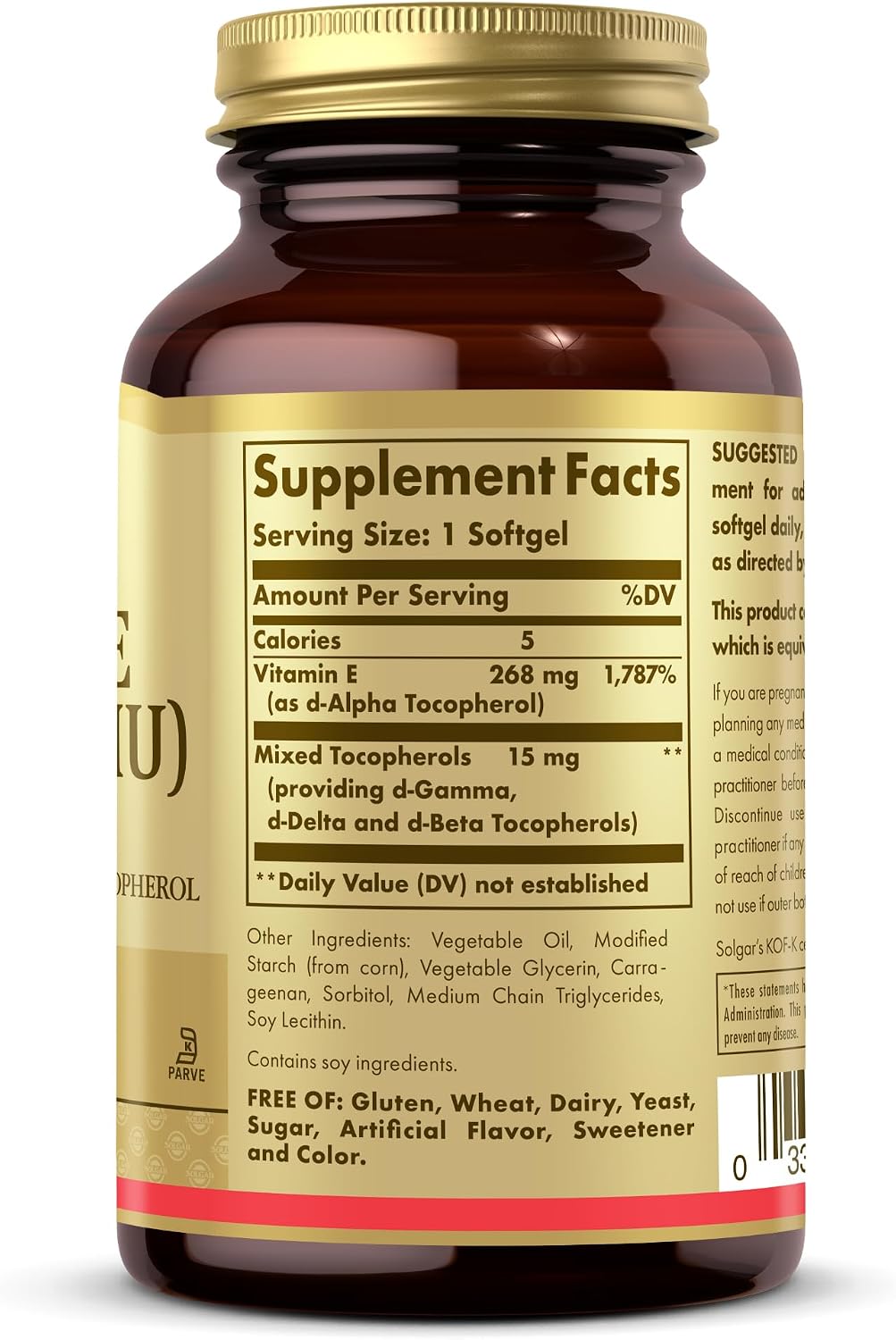 Solgar Vitamin E 268 mg (400 IU) - 100 Vegan Softgels - Natural Source - Non-GMO, Gluten-Free - 100 Servings
