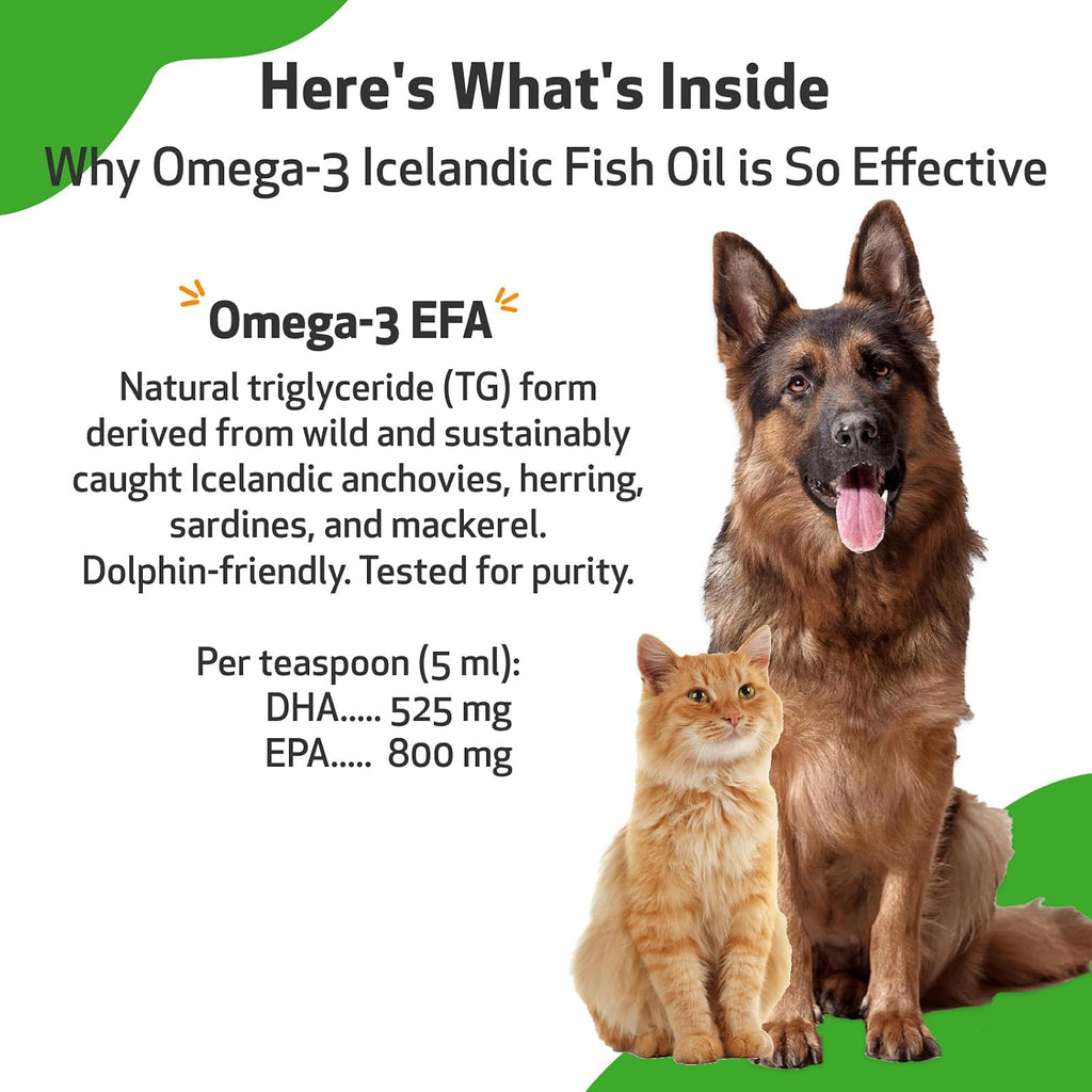 Pet Wellbeing Omega-3 Aceite de Pescado Islandés para Perros (236 ml)
