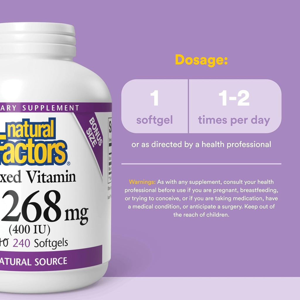 Natural Factors Mixed Vitamin E 400 IU – 240 Softgels