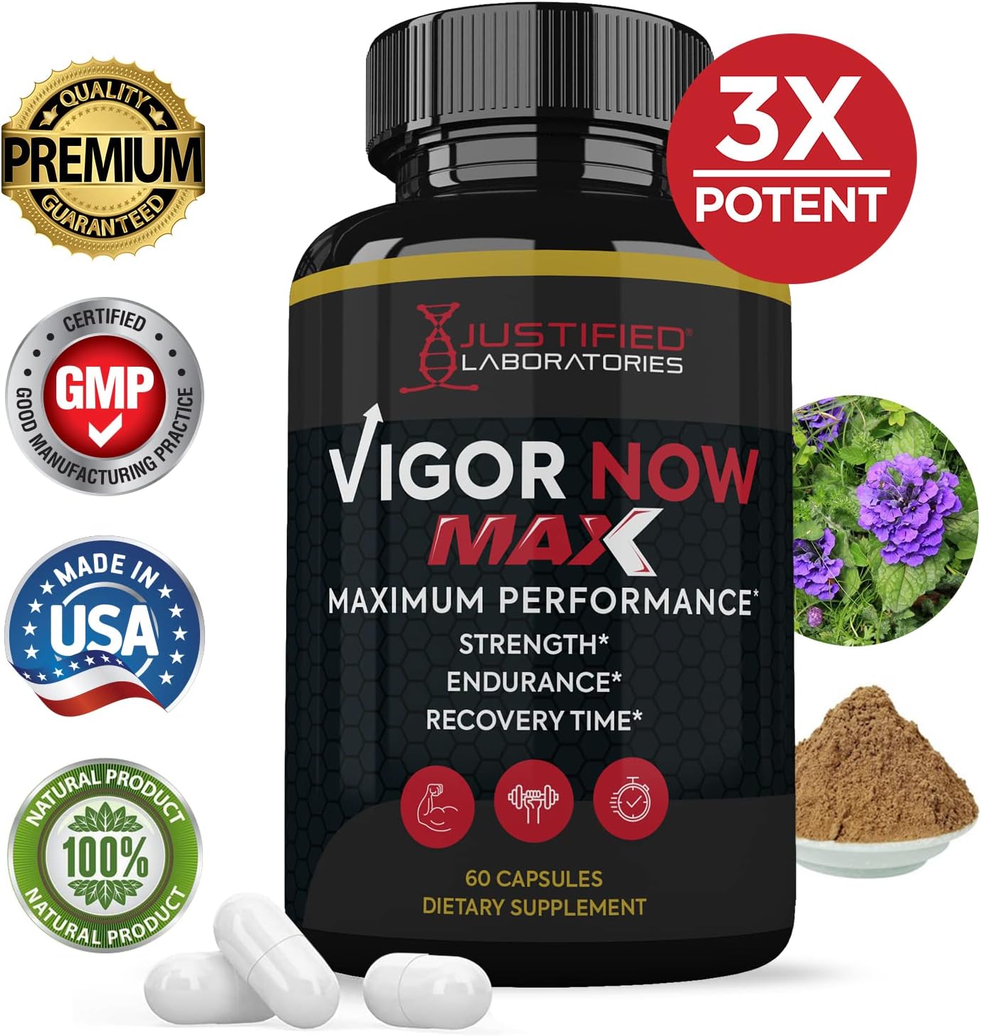 Vigor Now Max 1600MG - Fórmula Avanzada para la Salud Masculina (Pack de 5, 300 Cápsulas)
