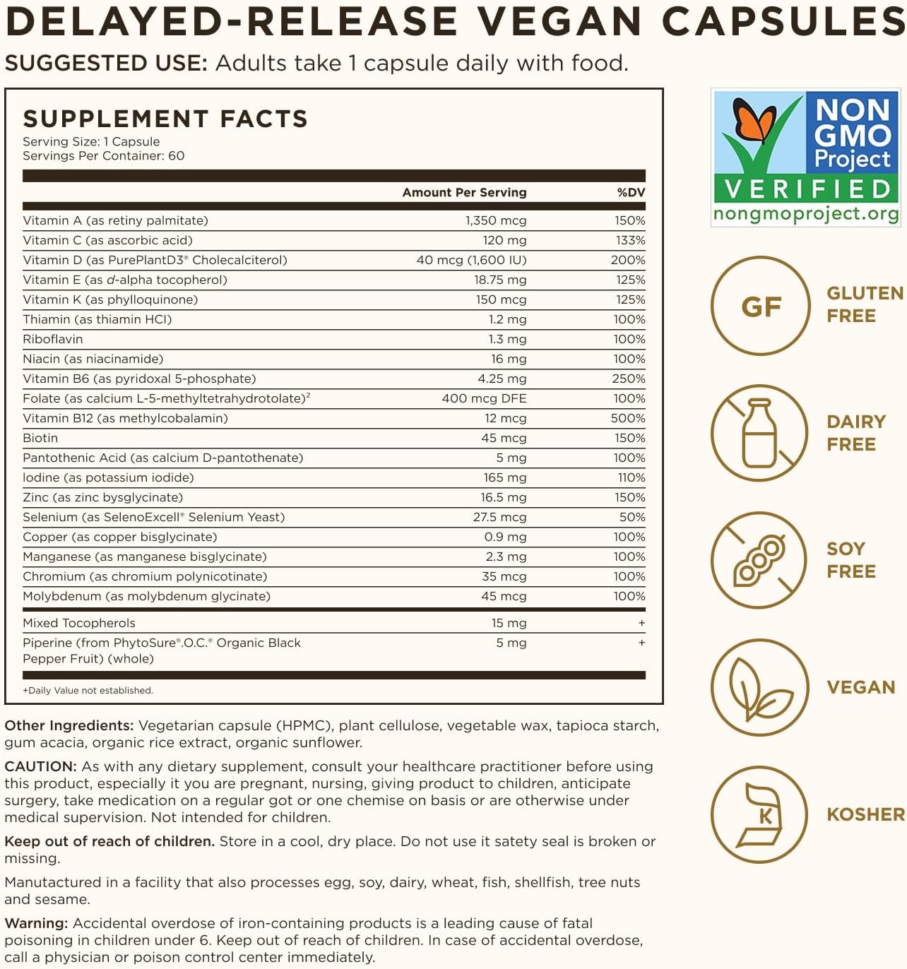 Solgar One Daily Men's Multivitamin – Multivitamínico Diario para Hombres, 60 Cápsulas Veganas de Liberación Retardada