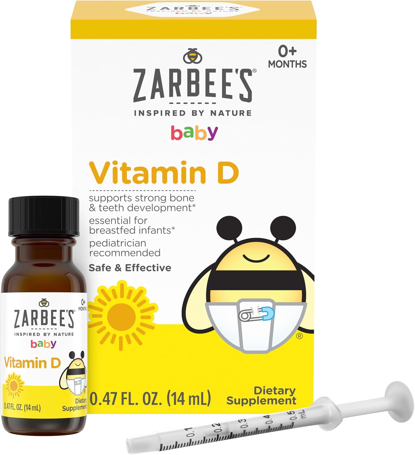 Zarbee's Gotas de Vitamina D para Bebés, 400 UI (10 mcg), 14 ml