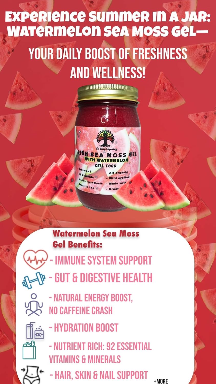 Wildcrafted Irish Sea Moss Gel Orgánico - Sabor Sandía