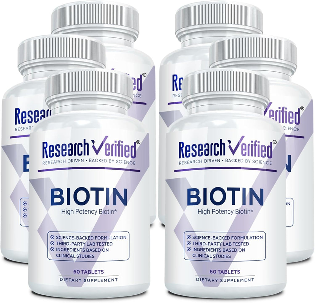 Research Verified Biotin 10000mcg – Pure Extra Strength – 360 Comprimidos Veganos