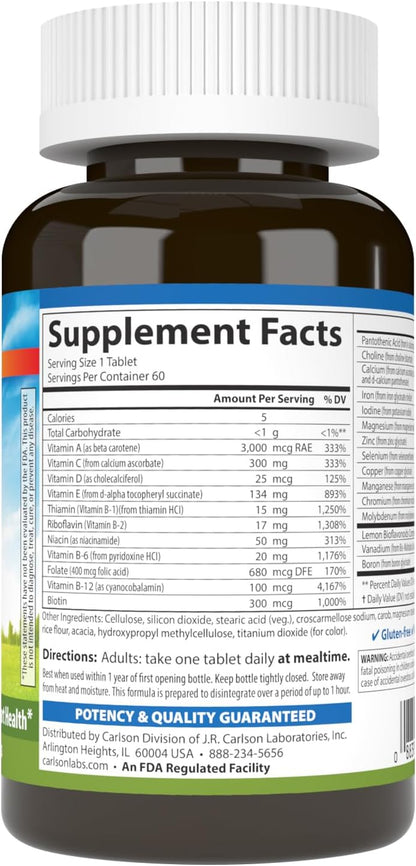 Carlson - Super 1 Daily, Vegetarian Multiple – Metabolismo energético: Ayudan a convertir los alimentos en – Image 2