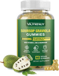 Gominolas de Graviola Soursop - 2000mg Extracto de Hojas, Vitamina C, Zinc - 60 Gominolas Veganas