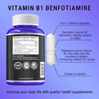Benfotiamina 600mg + 20mg Vitamina B1 | 120 Cápsulas Veganas | No Transgénico | Gluten Free