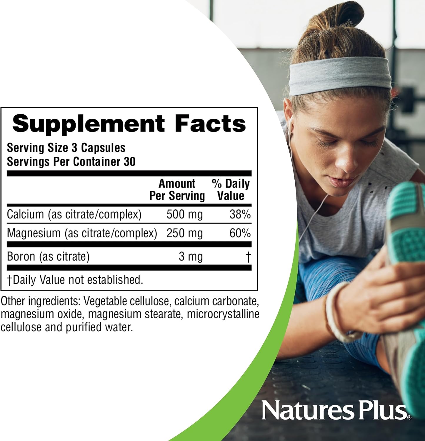 NaturesPlus Cal/Mag Citrate - 90 Vegetarian Capsules - 500mg Calcium, 250mg Magnesium - Bone, Muscle & Nerve Health