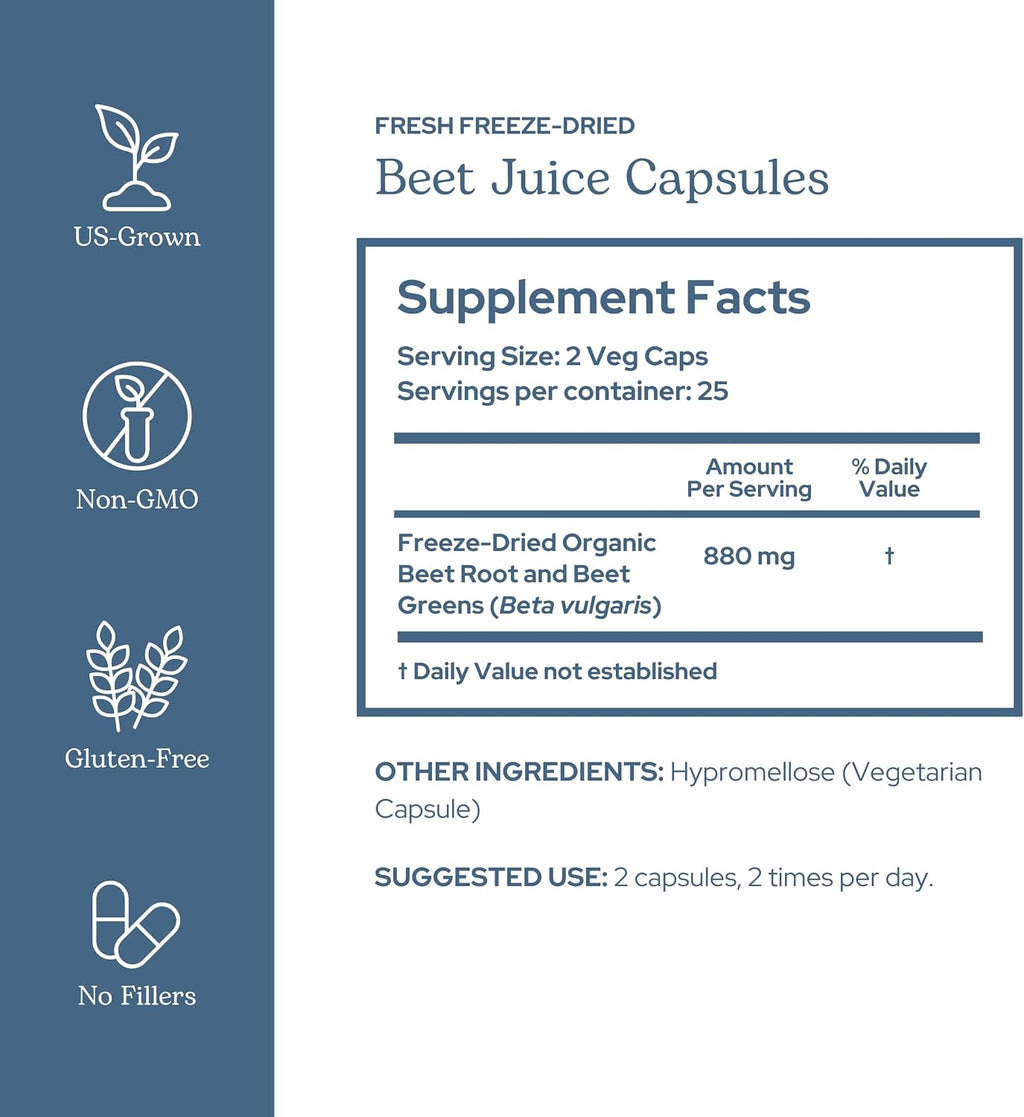 Eclectic Herb - Cápsulas de Jugo de Remolacha Orgánico | 440 mg, 50 Cápsulas | Suplemento Natural para Circulación