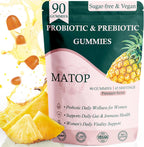 MATOP Probiótico para Mujeres Gomitas de Piña - Salud Digestiva y Equilibrio Femenino, Vegano Sin Azúcar, 60 Unidades