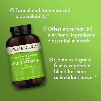 Dr. Mercola Whole-Food Complex Multivitamínico con Minerales - 240 Comprimidos (30 Servicios) – Image 4