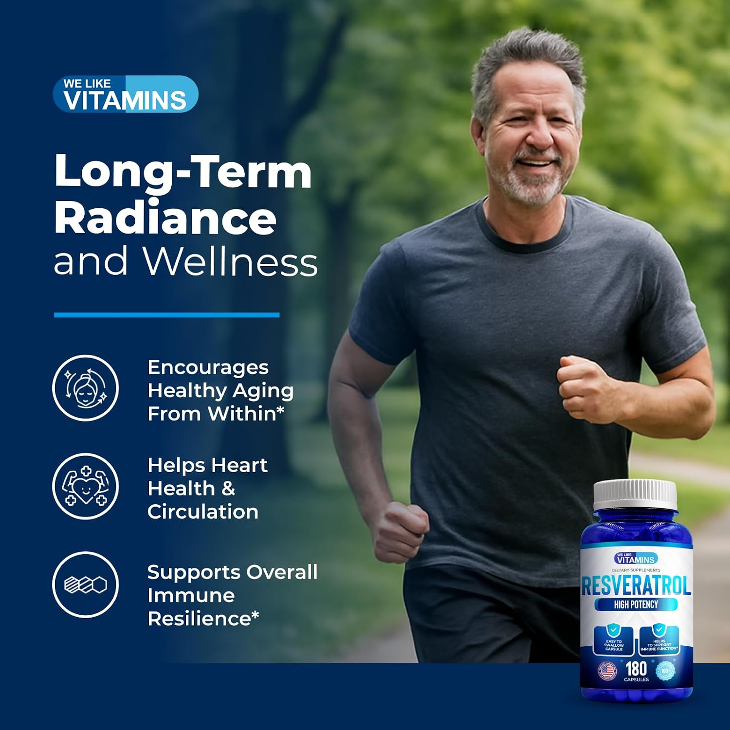 Resveratrol 1000 mg por Dosis - 180 Cápsulas Vegetales - Suplemento Antioxidante Natural
