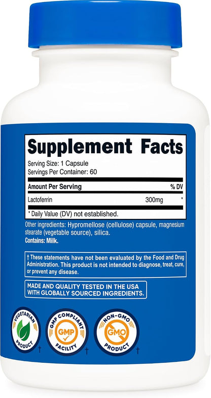Nutricost Lactoferrin Capsules (60 Cápsulas, 300mg) - Sin Gluten, Vegetariano – Image 5
