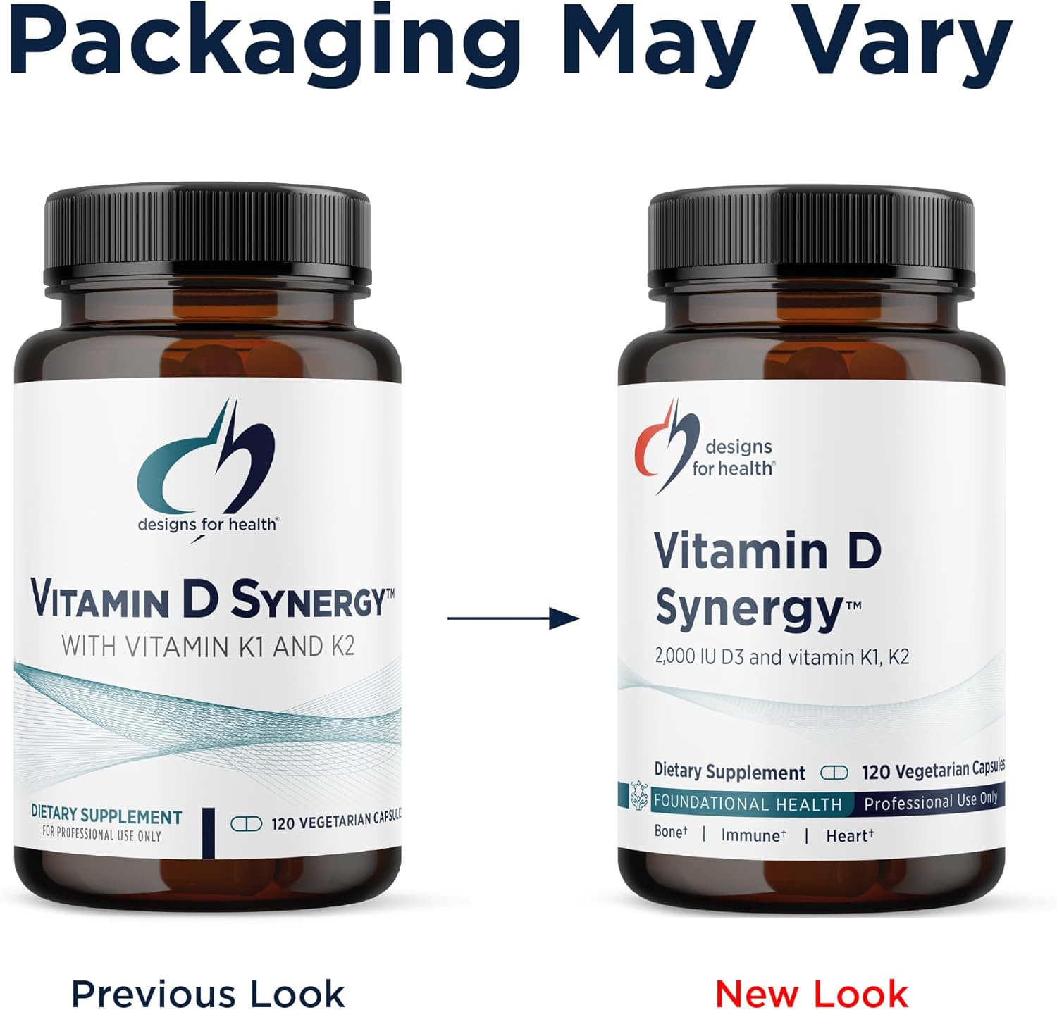 Designs for Health Vitamin D Synergy - Vitamina D3 2000 UI con K1 y K2 - 120 Cápsulas