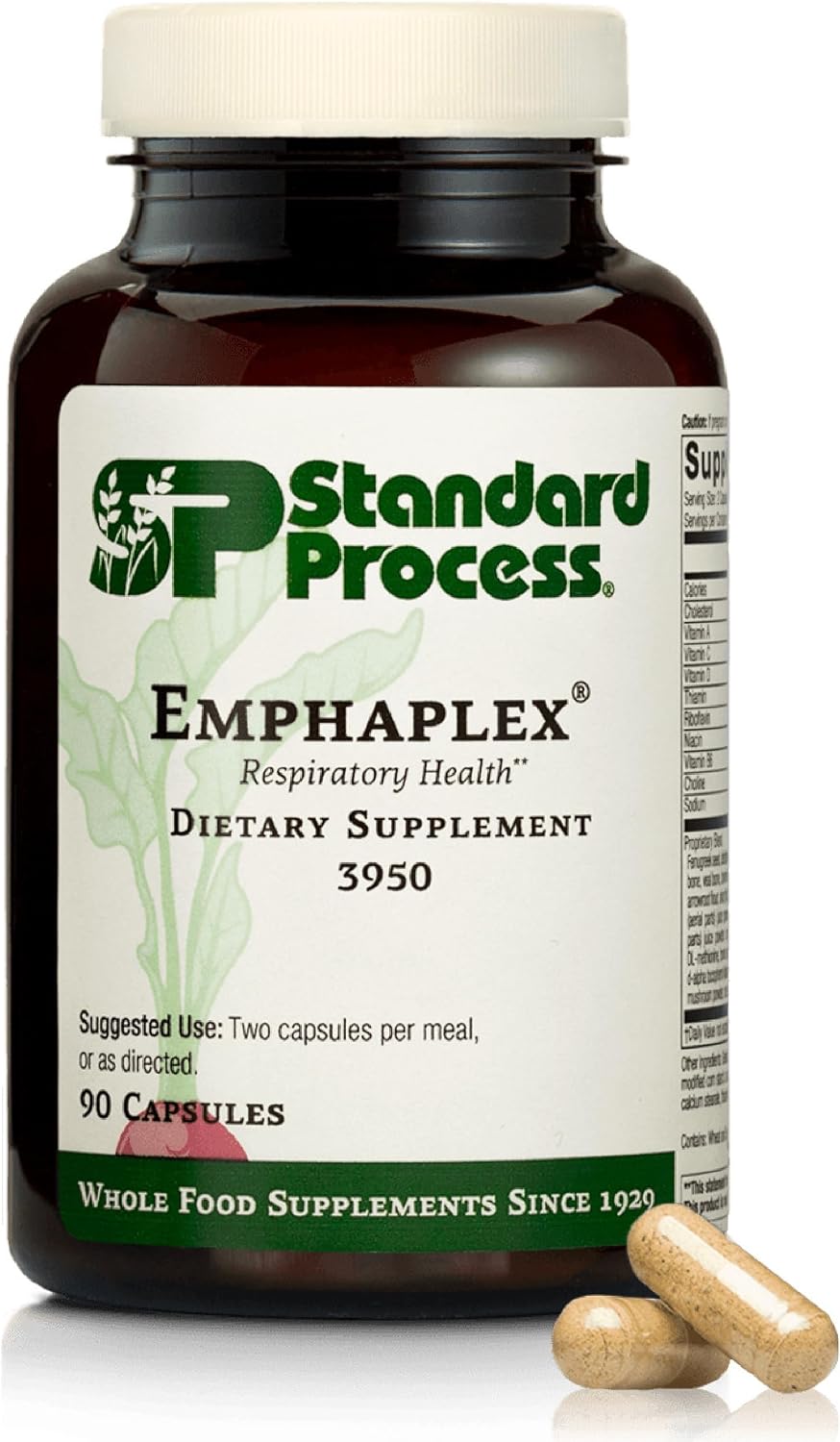Standard Process Emphaplex - Suplemento para el Sistema Respiratorio con Apoyo Antioxidante - 90 Cápsulas (45 Porciones)