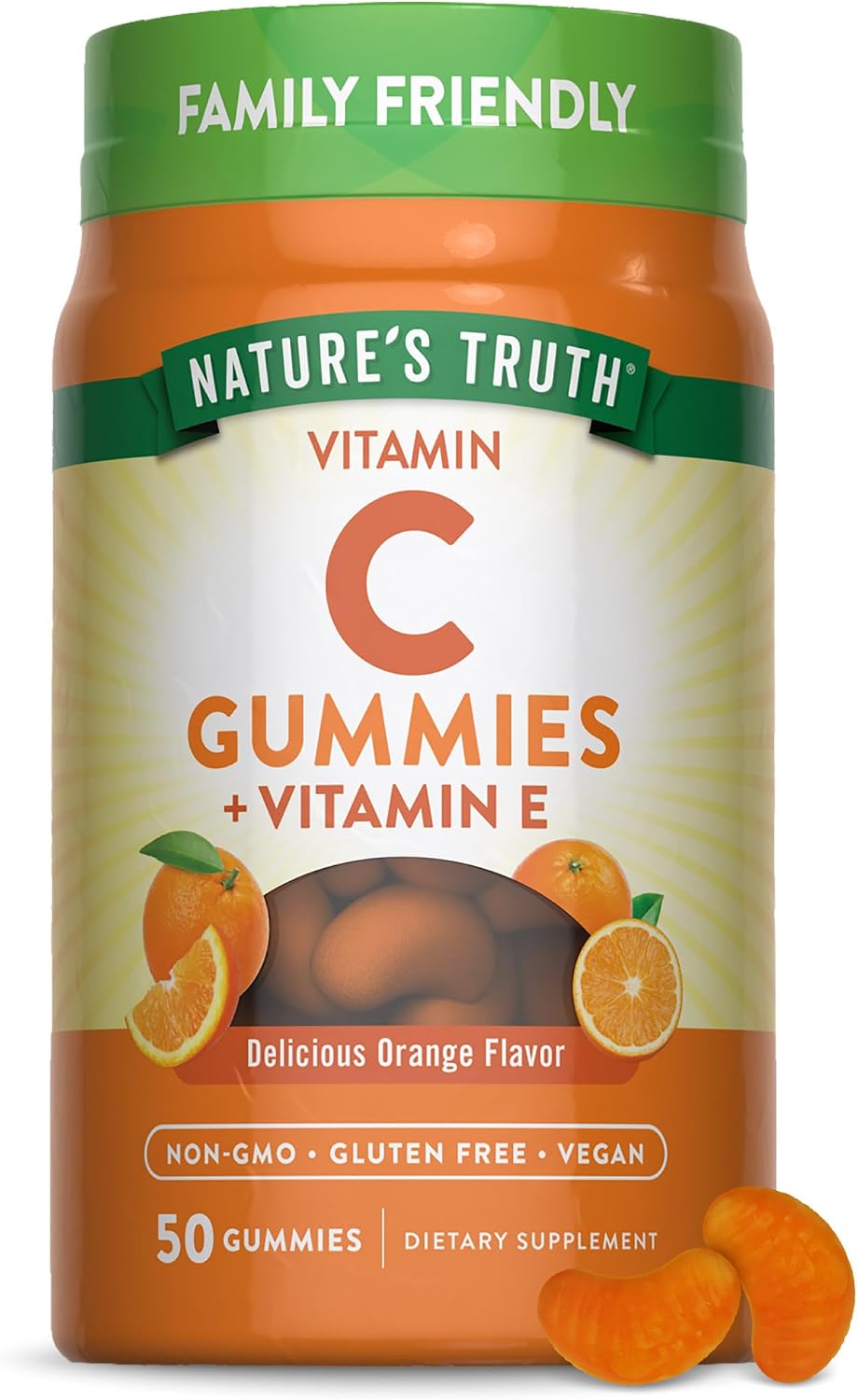Nature's Truth Gominolas de Vitamina C con Vitamina E | 50 uds | Sabor naranja | Vegano