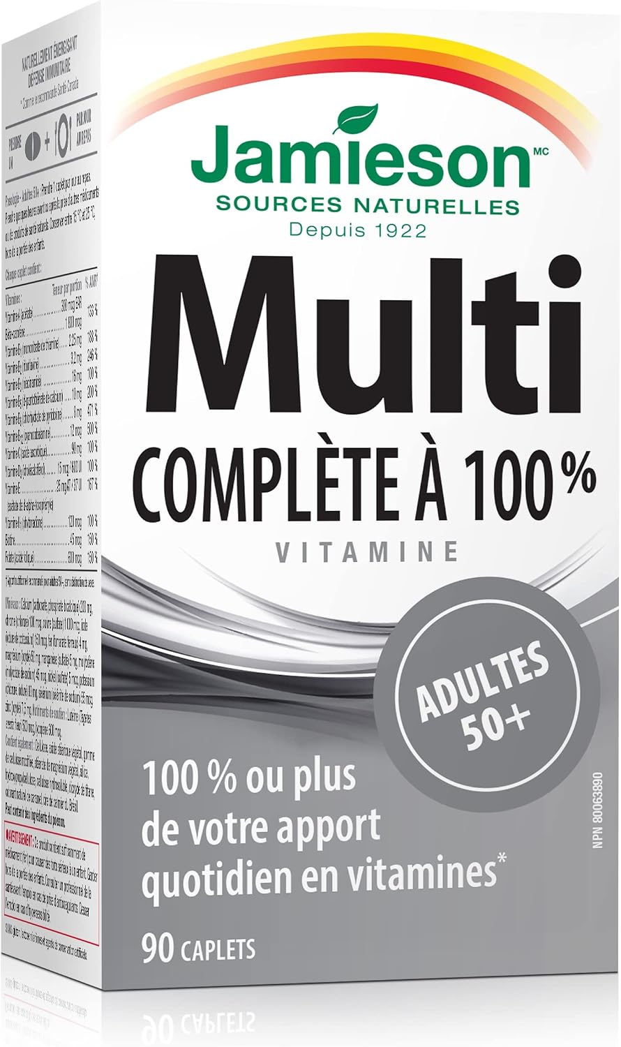 Jamieson Multi 100% Complete - Multivitamínico para Adultos 50+ - 90 Comprimidos